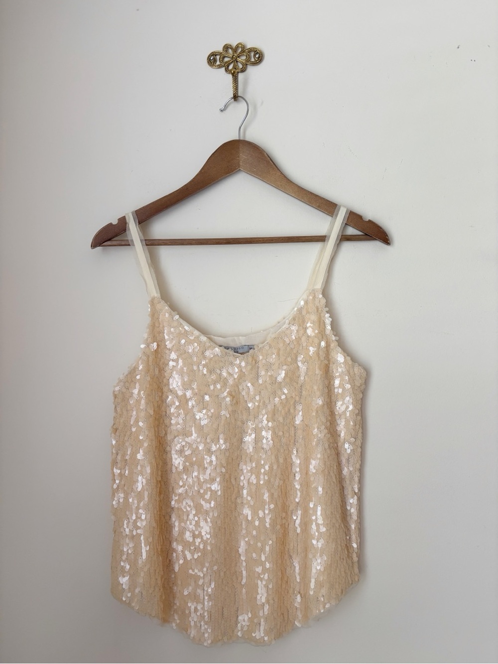Calypso St Barth Champagne Sequin Cami Tank Top Medium Luxe Boho